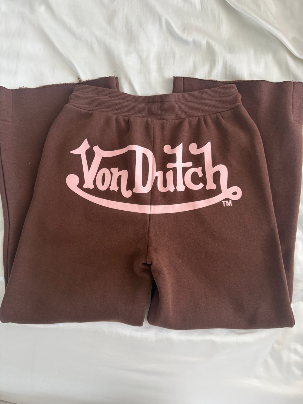 Von Dutch Brown Sweatpants with Pink Logo Graphics